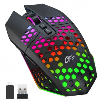 GameBox herná myš RGB 2,4GHz bezdrôtová duté puzdro + USB nabíjanie 1600 DPI čierna