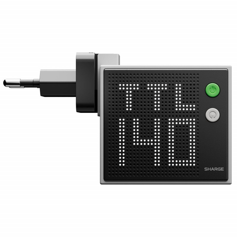 SHARGE Pixel 140 GaN nabíjačka, 140W, 3x USB-C, Dot-Matrix displej - sivá