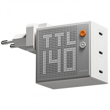 SHARGE Pixel 140 GaN nabíjačka, 140W, 3x USB-C, Dot-Matrix displej - biela