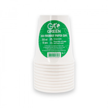 Gogreen Go Green kompostovateľné poháre 250 ml, 10 kusov, biele