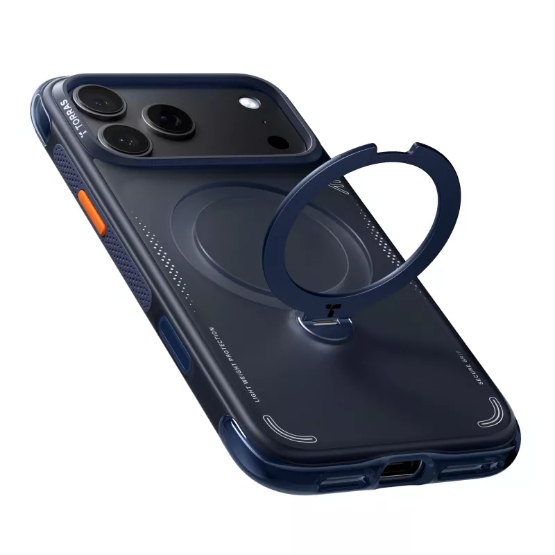 TORRAS Ostand Q3 Air – puzdro pre iPhone 18 Pro / 17 Pro, kompatibilné s MagSafe (deep blue)