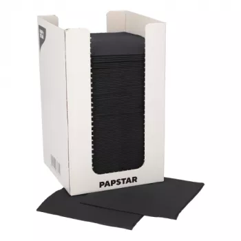 PAPSTAR kokteilové servítky PUNTO, 200 x 200 mm, čierny tissue, 2-vrstvové, 1/4 sklad, s Dot on Dot Micro