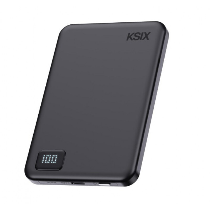 Ksix powerbanka Magslim 5000 mAh magnetická USB-C PD 20W digitálny displej čierna