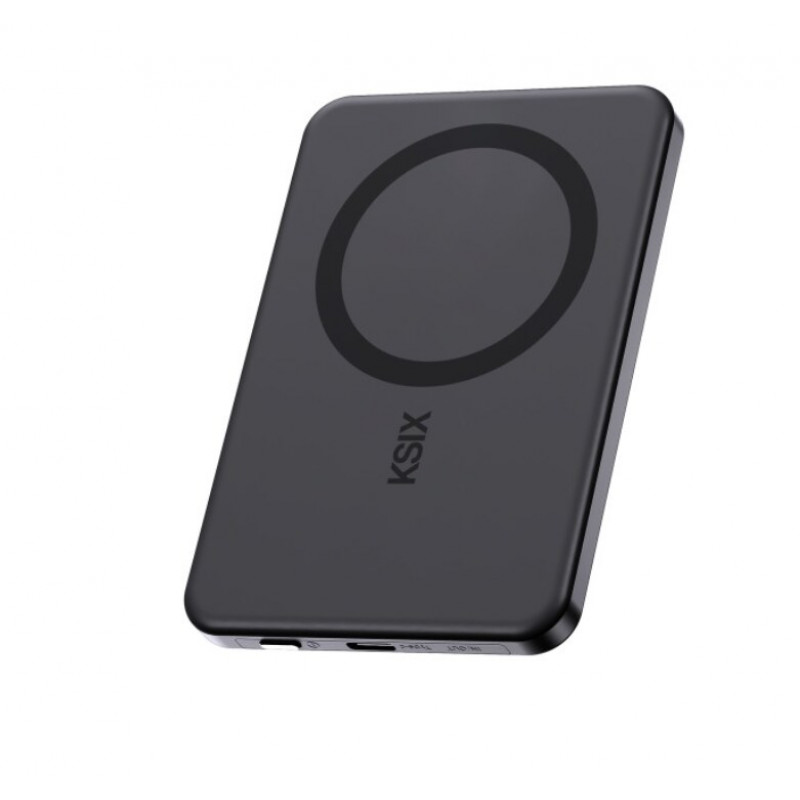 Ksix powerbanka Magslim 5000 mAh magnetická USB-C PD 20W digitálny displej čierna