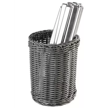 APS košík na príbor ECONOMIC, priemer: 120 mm, sivý z polypropylénu, ručne pletený, výška: 150 mm