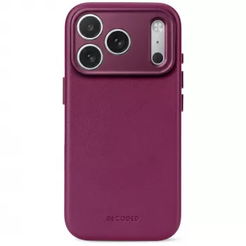 Decoded Leather Backcover – kožené puzdro pre iPhone 18 Pro Max / 17 Pro Max, kompatibilné s MagSafe (baklažánová)