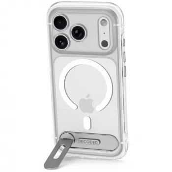 Decoded AntiMicrobial Hybrid Stand Backcover – puzdro so stojanom pre iPhone 18 Pro Max / 17 Pro Max, kompatibilné s MagSafe (priehľadné)
