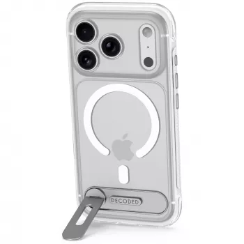 Decoded AntiMicrobial Hybrid Stand Backcover – puzdro so stojanom pre iPhone 18 Pro Max / 17 Pro Max, kompatibilné s MagSafe (frosted white)