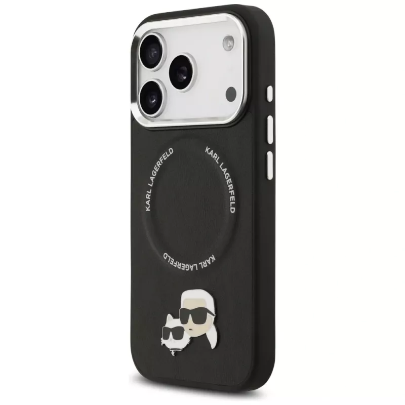 Puzdro Karl Lagerfeld Karl & Choupette Pins MagSafe pre iPhone 17 Pro Max čierna