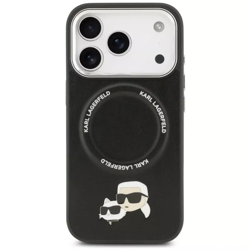 Puzdro Karl Lagerfeld Karl & Choupette Pins MagSafe pre iPhone 17 Pro Max čierna