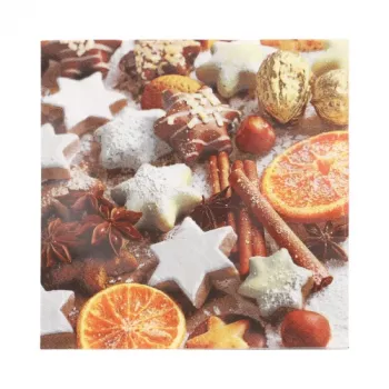 PAPSTAR „Cinnamon Stars“ vianočné obrúsky 330 x 330 mm, potlačené, 1/4 sklad, 3-vrstvové