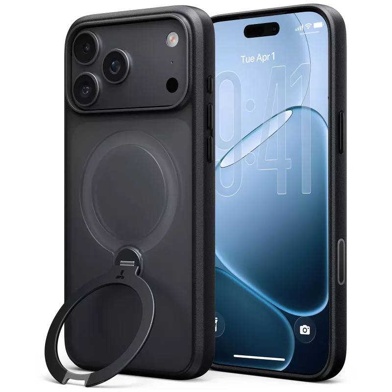 TORRAS Ostand Q3 Spin – puzdro pre iPhone 18 Pro / 17 Pro, kompatibilné s MagSafe (čierna)