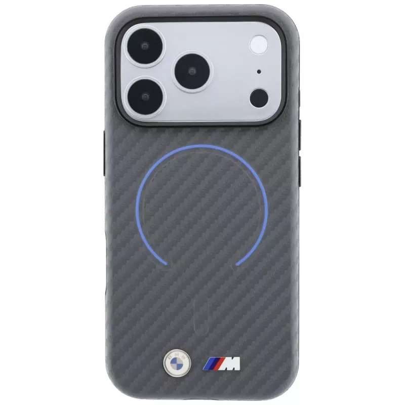BMW M Carbon bedruckte Ring MagSafe puzdro pre iPhone 18 Pro / 17 Pro, antracit