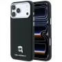 Karl Lagerfeld zrnitá Karl Head kovové logo MagSafe puzdro pre iPhone 18 Pro Max / 17 Pro Max, čierna
