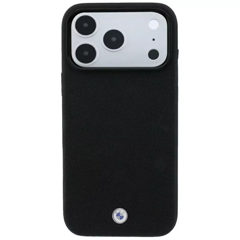 BMW Kevlar Metal Logo MagSafe puzdro pre iPhone 18 Pro / 17 Pro, čierna