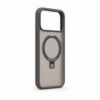 Evelatus Shield puzdro s MagSafe a stojanom pre Apple iPhone 18 Pro, matný prstenec, dymovo sivá