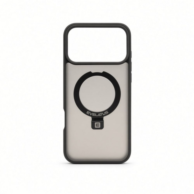 Evelatus Shield puzdro s MagSafe a stojanom pre Apple iPhone 18 Pro, matný prstenec, dymovo sivá