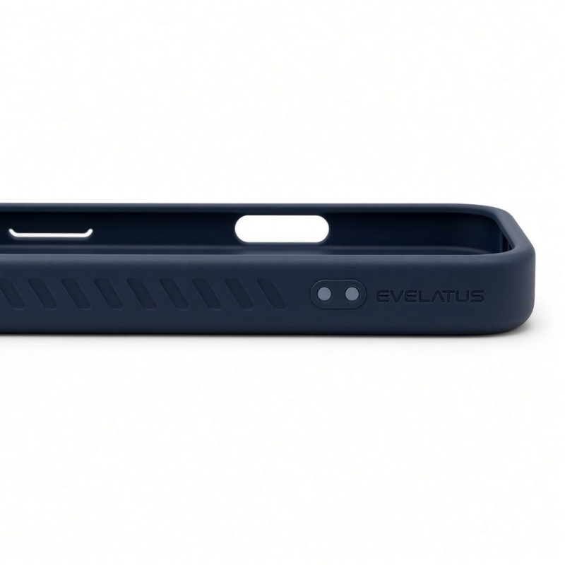 Evelatus MagSafe puzdro s gumeným povrchom a stojanom pre Apple iPhone 18 Pro, tmavomodrá