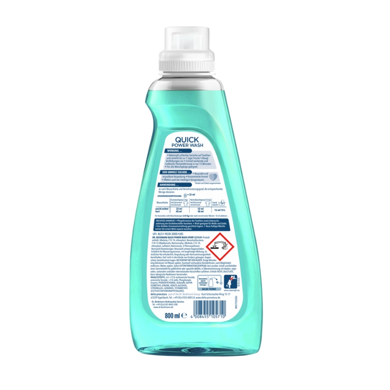 Dr.Beckmann Quick Power Wash Odour Protect Sport tekutý prací prostriedok, 800 ml