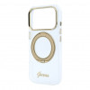 Guess HC MagSafe IML Ring Stand 360 Script Metal Logo puzdro pre Apple iPhone 18 Pro, transparentné