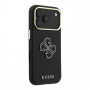 Guess SW zrnitý PU- & veľké Resin-Logo puzdro pre Apple iPhone 18 Pro, čierna