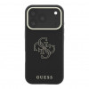 Guess SW zrnitý PU- & veľké Resin-Logo puzdro pre Apple iPhone 18 Pro, čierna