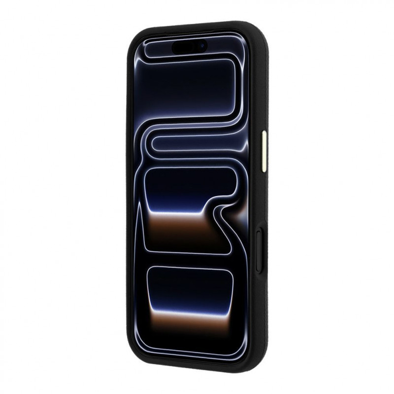 Guess SW zrnitý PU- & veľké Resin-Logo puzdro pre Apple iPhone 18 Pro, čierna