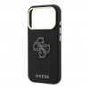 Guess SW zrnitý PU- & veľké Resin-Logo puzdro pre Apple iPhone 18 Pro, čierna