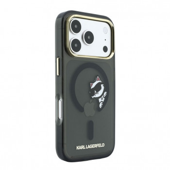 Karl Lagerfeld HC MagSafe IML Peekaboo Print & Metal Frame kryt pre Apple iPhone 18 Pro, čierny