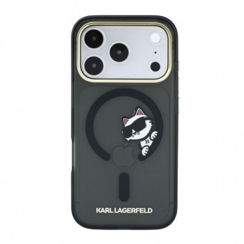 Karl Lagerfeld HC MagSafe IML Peekaboo Print & Metal Frame kryt pre Apple iPhone 18 Pro, čierny