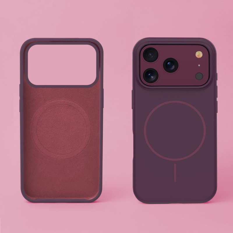 TFO Silicone Thin Mag puzdro pre iPhone 17 Pro / iPhone 18 Pro 6,3 palca, tmavá čerešňa