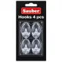 Sauber oválne háčiky, 4 ks, 2,3x4 cm, priehľadné