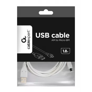 Gembird CCP-mUSB2-AMBM-6-W USB 2.0 A na Micro-USB B kábel, 1,8 m, biela