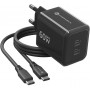 Forcell F-Energy GaN III VT-60 60W PD QC 4.0+ 2x USB-C napájací zdroj čierna + USB-C kábel