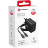 Forcell F-Energy GaN III VT-60 60W PD QC 4.0+ 2x USB-C napájací zdroj čierna + USB-C kábel