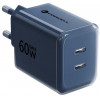Forcell F-Energy GaN III VT-60 60W PD QC 4.0+ 2x USB-C napájací zdroj tmavomodrá + USB-C kábel