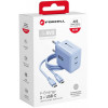 Forcell F-Energy GaN III VT-60 60W PD QC 4.0+ 2x USB-C napájací zdroj modrá + USB-C kábel