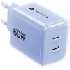 Forcell F-Energy GaN III VT-60 60W PD QC 4.0+ 2x USB-C napájací zdroj modrá + USB-C kábel