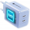 Forcell F-Energy GaN III VT-60 60W PD QC 4.0+ 2x USB-C napájací zdroj modrá + USB-C kábel