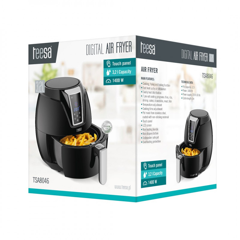 Teesa TSA8046 teplovzdušná fritéza, 3,2 l, 1400 W, čierna