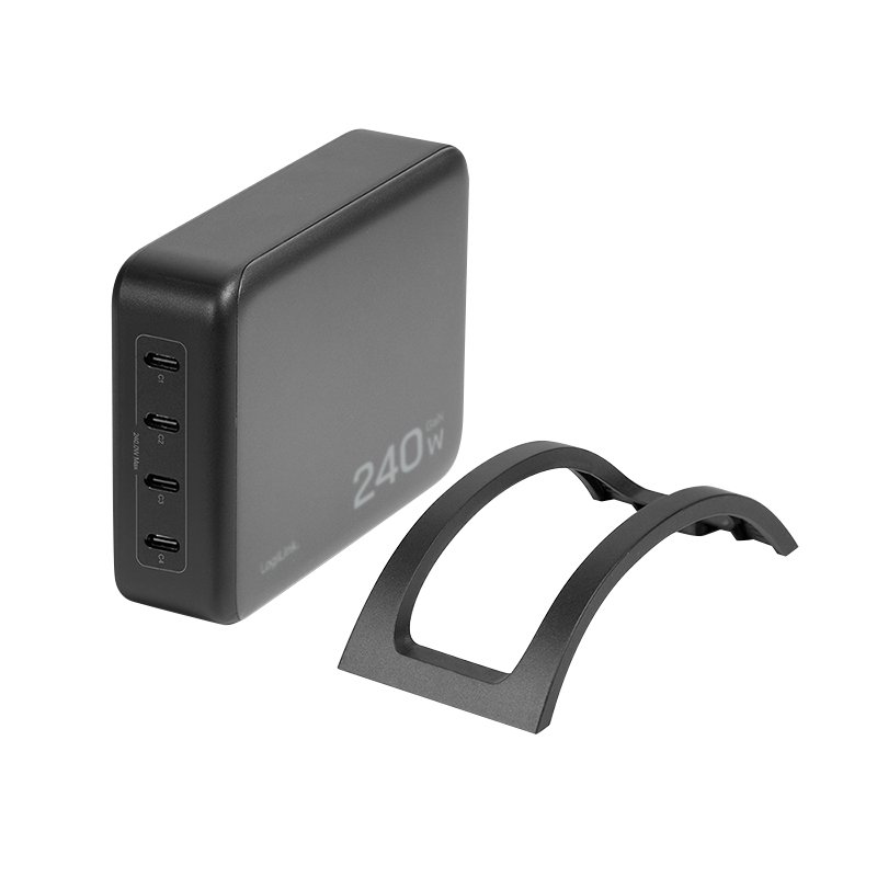 Logilink USB-C stolná nabíjačka, 240 W, GaN, 4-portová, 4x USB-C (PD), čierna