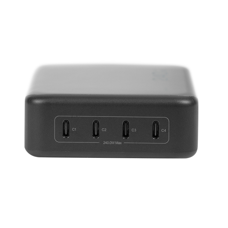 Logilink USB-C stolná nabíjačka, 240 W, GaN, 4-portová, 4x USB-C (PD), čierna