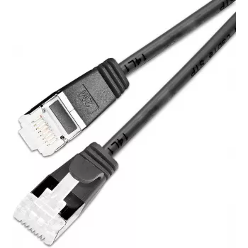 Wirewin SLIM Cat6a 10 Gigabit U/FTP ľahký patch kábel, okrúhly, Ø 3,8 mm, 0,15 m, čierna