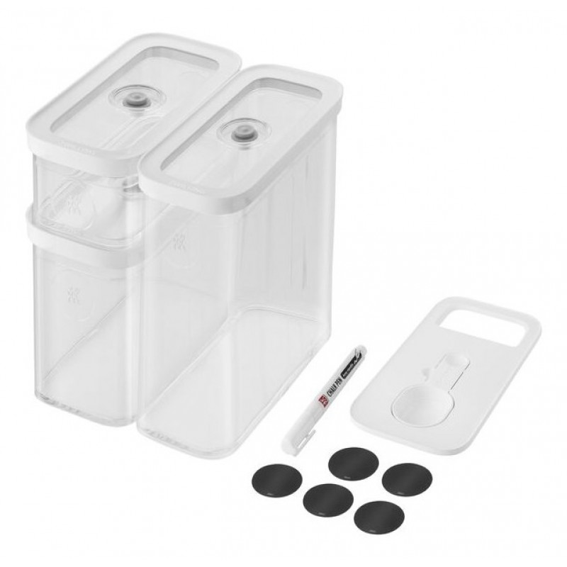 ZWILLING 1026082 obdĺžnikové nádoby na potraviny, 5,4 l, transparentná/biela, 5 ks