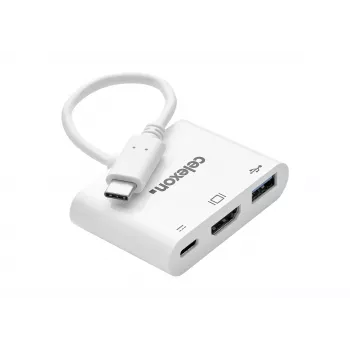 celexon USB-C multiport adaptér na HDMI a USB-A, samec/samica, biela