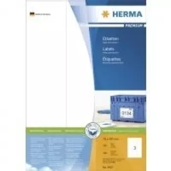 HERMA Premium permanentné etikety, biele, 70 x 297 mm, 300 etikiet (100 listov x 3) (4657)
