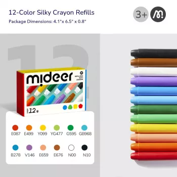 Mideer Silky Crayons náhradné náplne, mäkké a umývateľné, 12 ks