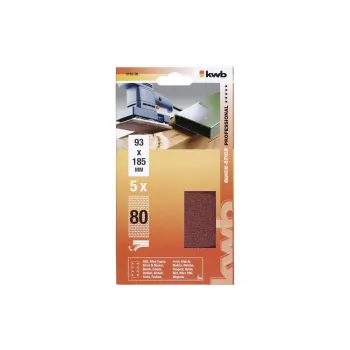 kwb 818308 brúsny papier zrnitosť 80 (D x Š) 185 mm x 93 mm 5 ks