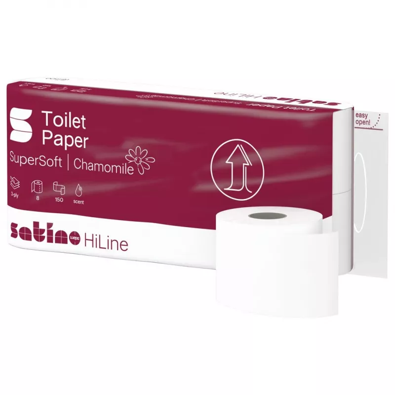 Satino toaletný papier HiLine SuperSoft Kamille 3-vrstvový, 8 rolí