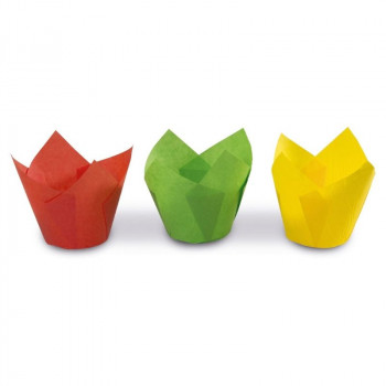 Guardini papierové formičky na muffiny v tvare tulipánu 12 ks farebné Easy Bake Ø 7,5 x 8 cm